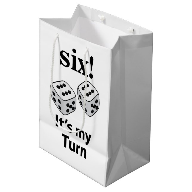 Dice Rolling Six It's My Turn Roll Dice Medium Gift Bag (Front Angled)