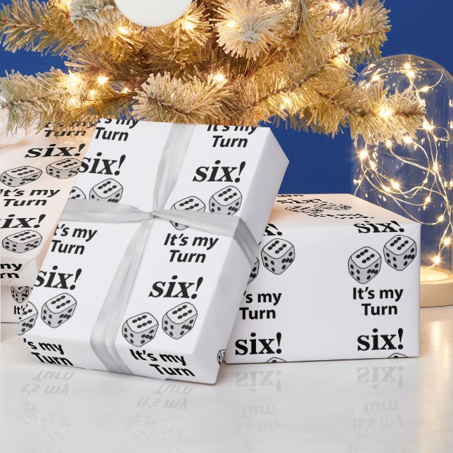 Dice Rolling Six It's My Turn Roll Dice Wrapping Paper (Holidays)