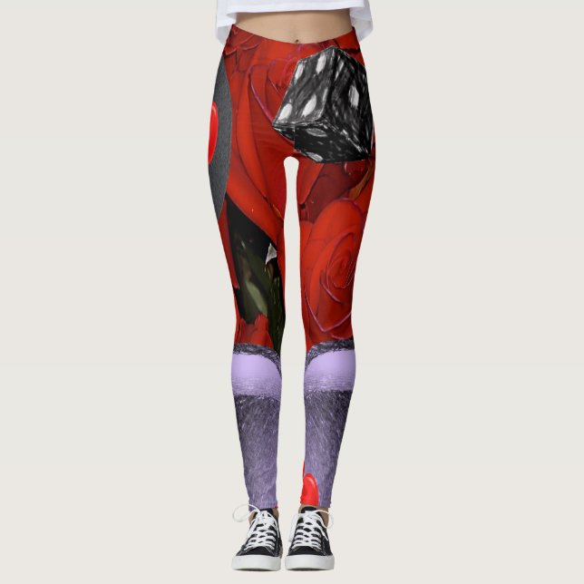 dice rouge collants noirs leggings long (Devant)