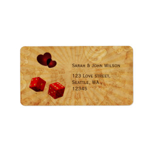 Dice rouge Vintage Vegas adresse étiquettes