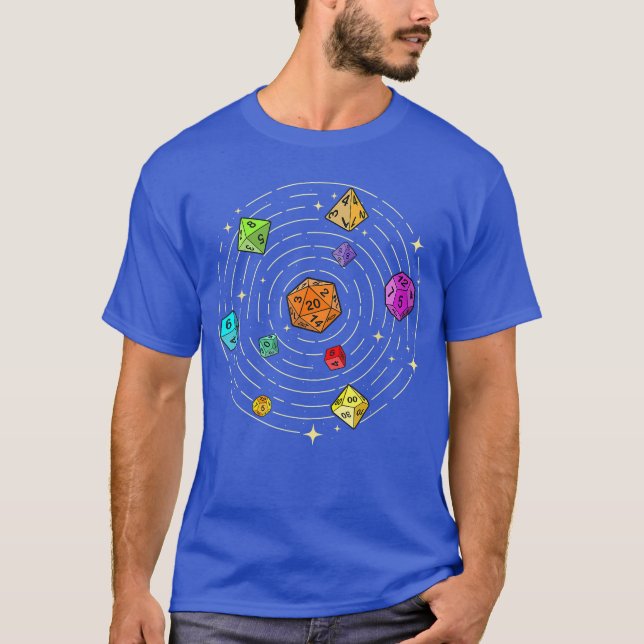 Dice Set in Space RPGabletop Games D20abletop fami T-Shirt (Front)