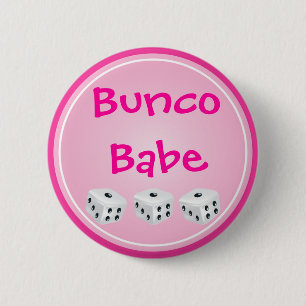 dice with pink circle customizable 2 inch round button