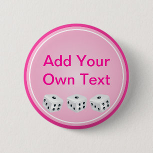 dice with pink circle customizable 2 inch round button