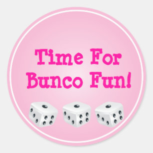 dice with pink circle customizable classic round sticker