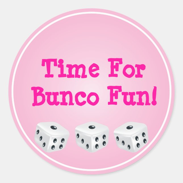 dice with pink circle customizable classic round sticker (Front)