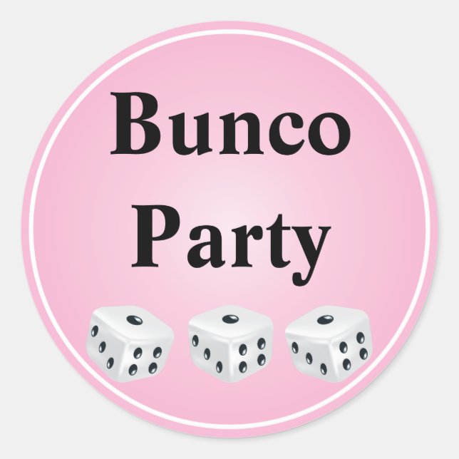 dice with pink circle customizable classic round sticker (Front)
