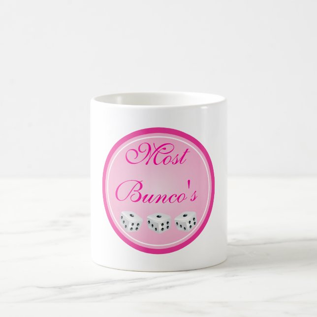 dice with pink circle customizable coffee mug (Center)
