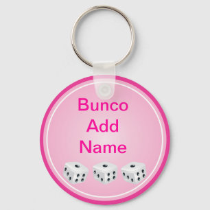 dice with pink circle customizable keychain