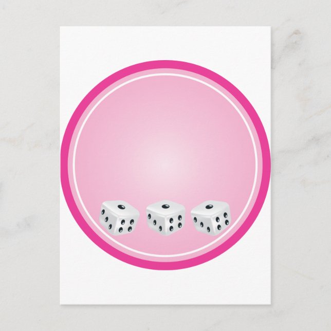 dice with pink circle customizable postcard (Front)