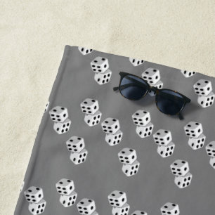 Dices on grey pattern beach towel