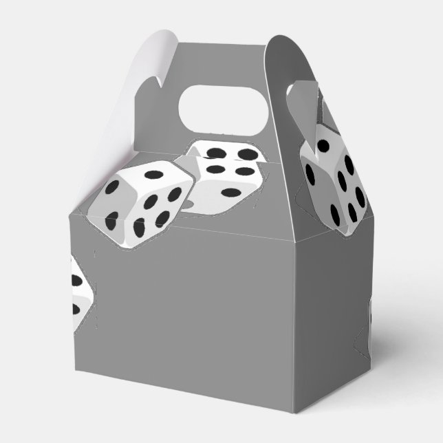 Dices on grey pattern favor box (Front Side)