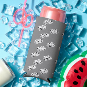 Dices on grey pattern seltzer can cooler