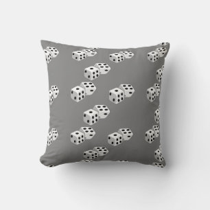 Dices on grey pattern throw pillow