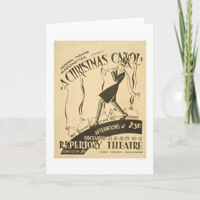 Dickens Christmas Carol 1938 WPA Holiday Card (Front)