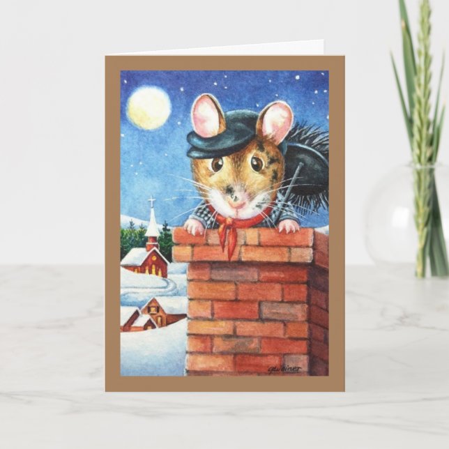 Dickens Christmas Chimney Sweep Mouse Art Card (Front)