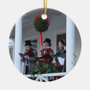 Dickensian Carolers Ceramic Ornament
