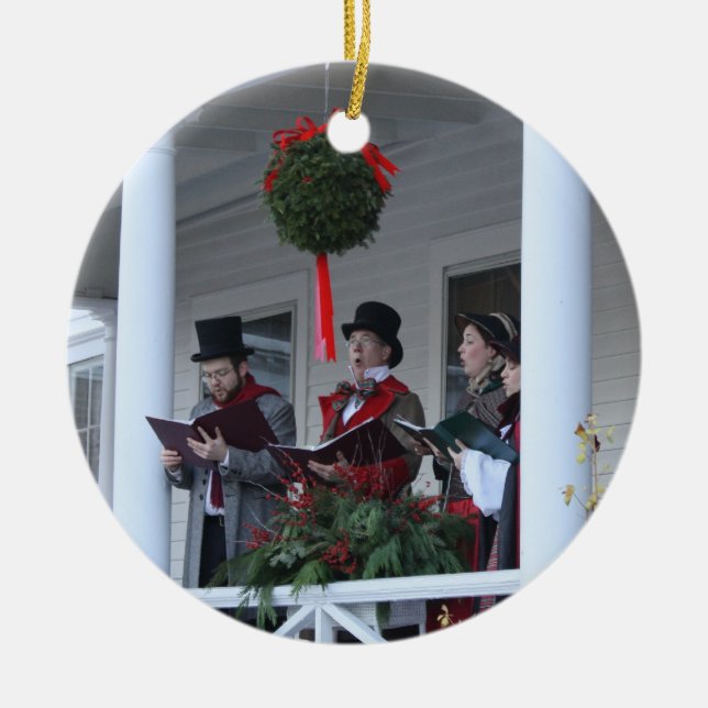 Dickensian Carolers Ceramic Ornament (Front)