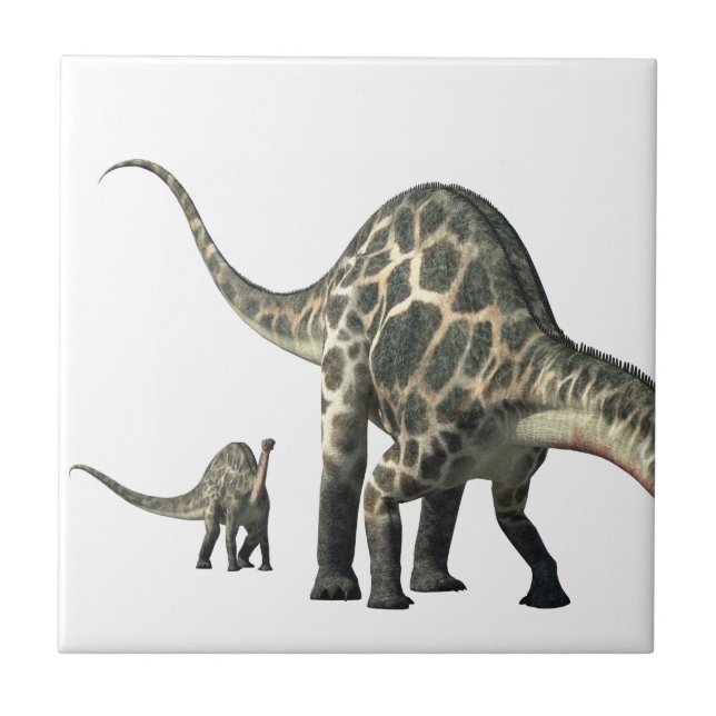 Dicraeosaurus Dinosaur Mother and Child Tile (Front)