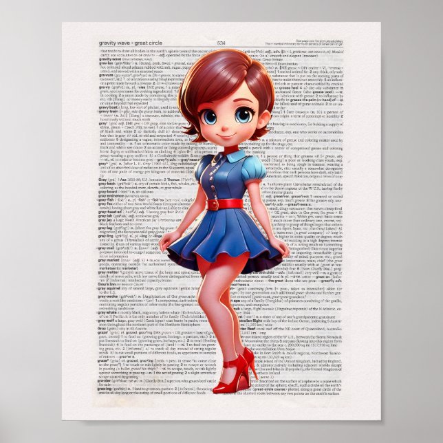 Dictionary Art Cartoon Pin UP Poster (Front)