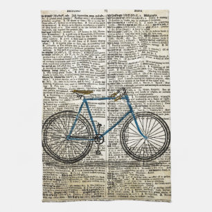 DICTIONARY Art Print Blue Bicycle Bike Vintage Kitchen Towel
