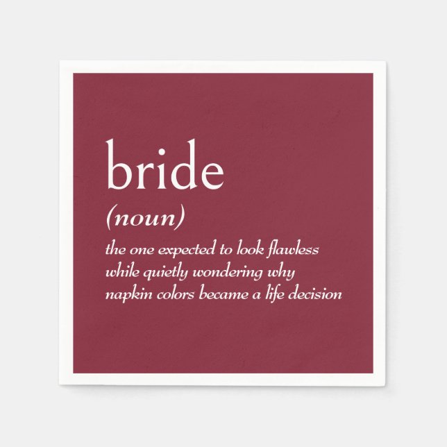Dictionary Definition for BRIDE Napkin (Front)