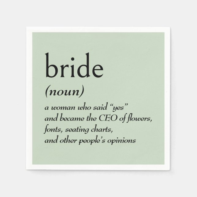 Dictionary Definition for BRIDE Napkin (Front)