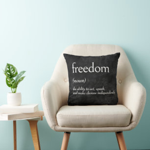 Dictionary Definition For FREEDOM on Black Throw Pillow