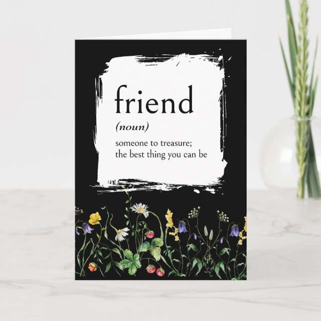 Dictionary Definition For Friend With Wildflowers Card (Front)