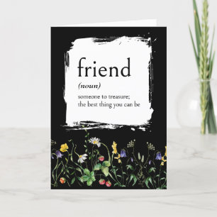 Dictionary Definition For Friend With Wildflowers Card