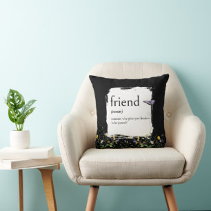 Dictionary Definition For FRIEND With Wildflowers Throw Pillow