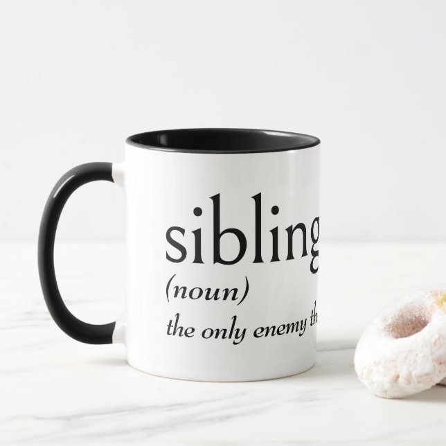 Dictionary Definition For SIBLING Mug (With Donut)