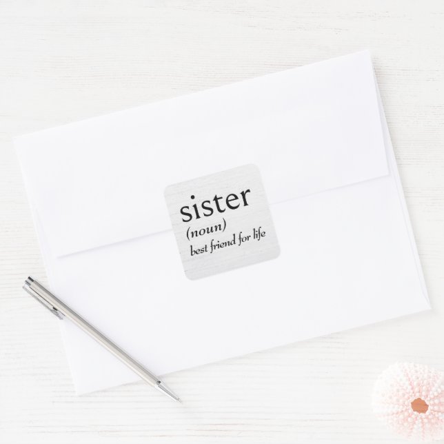 Dictionary Definition For SISTER Square Sticker (Envelope)