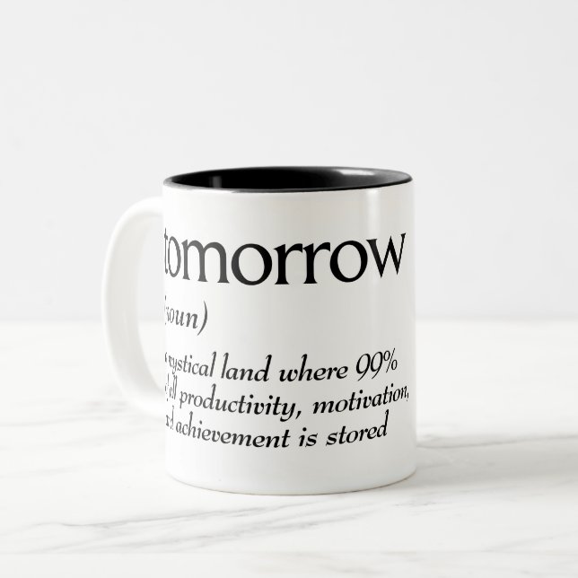 Dictionary Definition For TOMORROW Two-Tone Coffee Mug (Front Left)