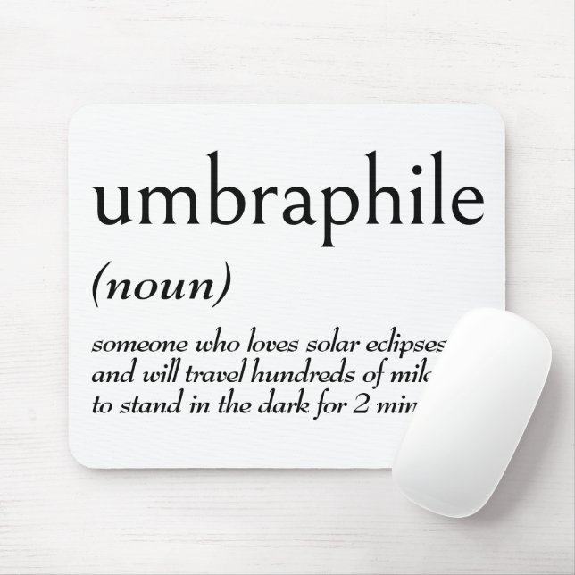 Dictionary Definition for UMBRAPHILE Mouse Pad (With Mouse)