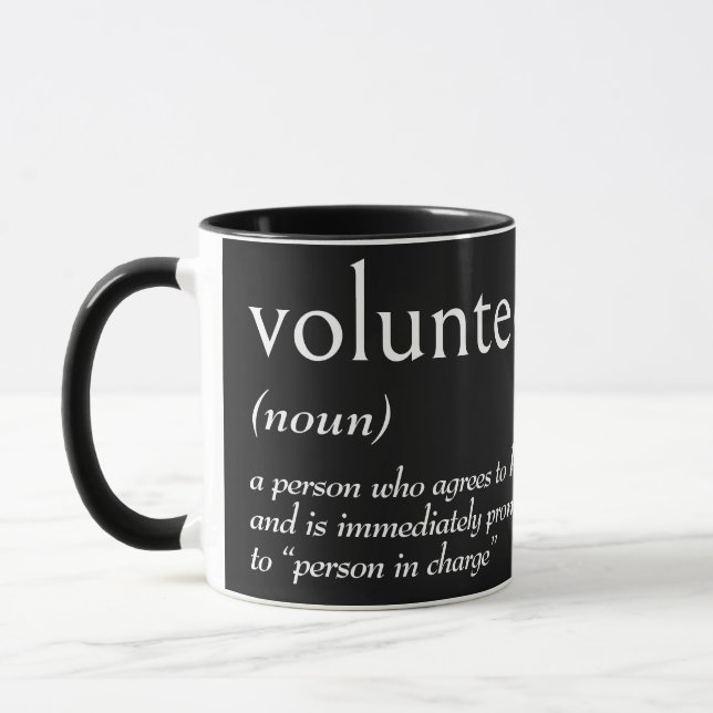 Dictionary Definition For VOLUNTEER Mug (Left)