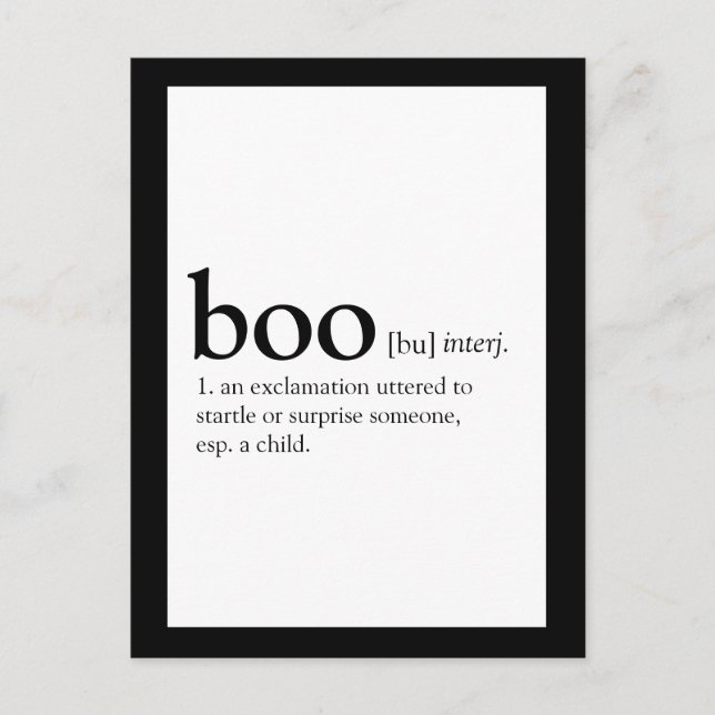 Dictionary definition of Boo Halloween card (Front)