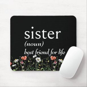 Dictionary Definition of SISTER With Wildflowers Mouse Pad