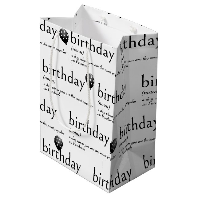 Dictionary Meaning For BIRTHDAY Medium Gift Bag (Back Angled)