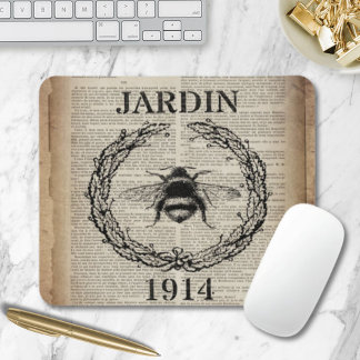 dictionary print french country vintage bee mouse pad
