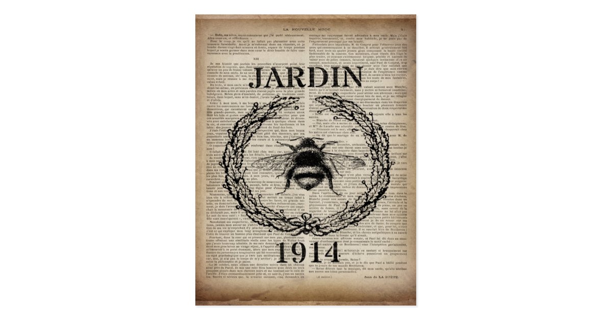 dictionary print french country vintage bee postcard | Zazzle.ca