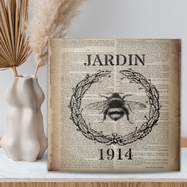 dictionary print french country vintage bee tile (dictionary print french country vintage bee ceramic tile)