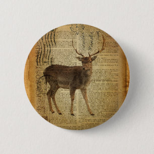 Dictionary print outdoorsman whitetail buck Deer 2 Inch Round Button