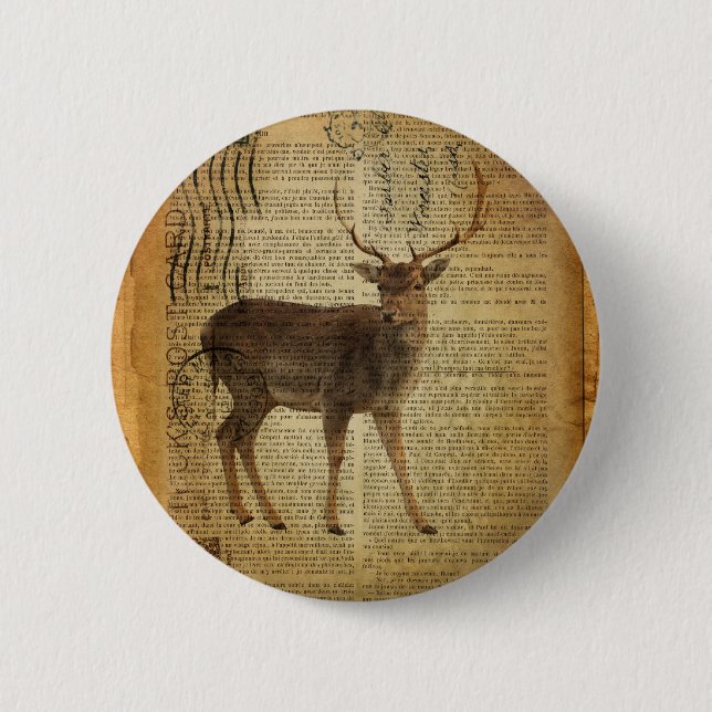 Dictionary print outdoorsman whitetail buck Deer 2 Inch Round Button (Front)