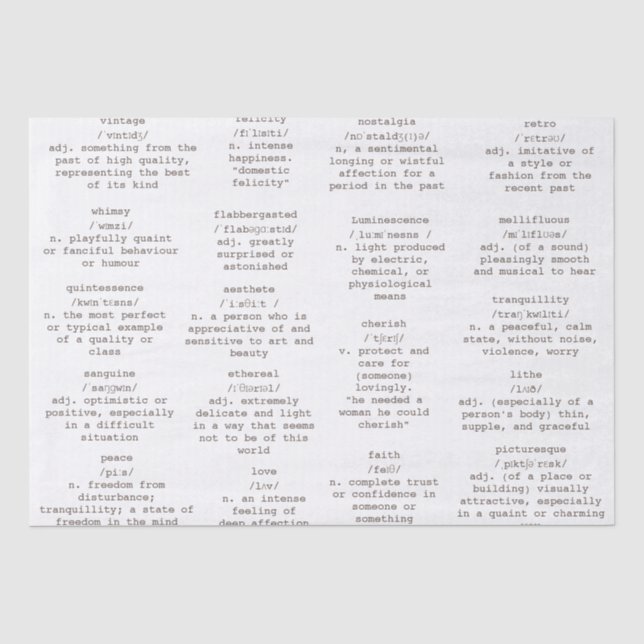 Dictionary Typewriter Words Antique Paper (Front)