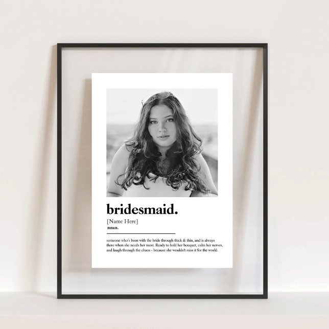 Dictionnaire de proposition de servante d'informat (Fun Bridesmaid Proposal Dictionary with Photo Acrylic Sign)