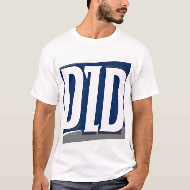 DID Bold Typography T-Shirt | Navy Blue Letter Gra (Front)