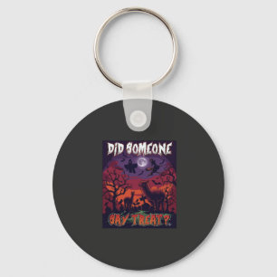 Did Someone Say Treat Halloween Alpaca Witch Moon Keychain