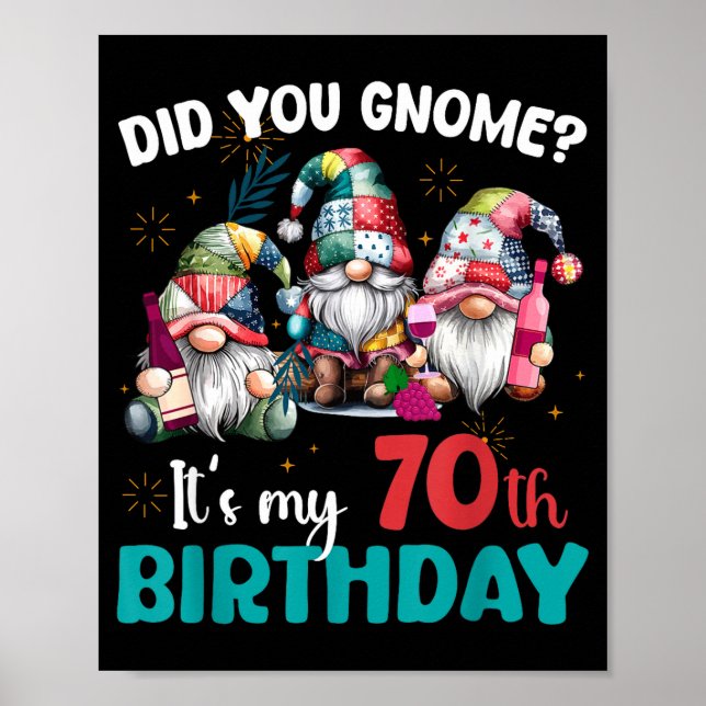 Did You Gnome Its My 70th Birthday 70 Year Old Gno Poster (Front)