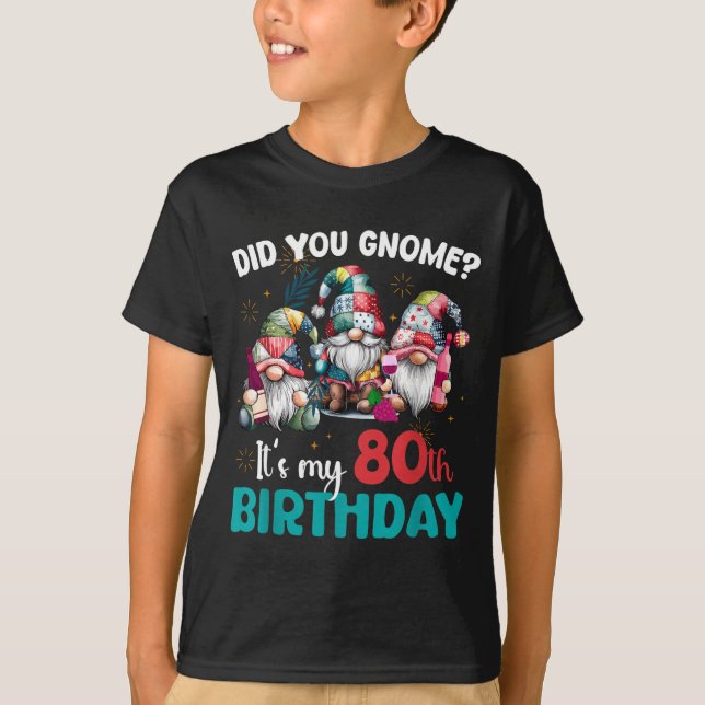 Did You Gnome Its My 80th Birthday 80 Year Old Gno T-Shirt (Front)