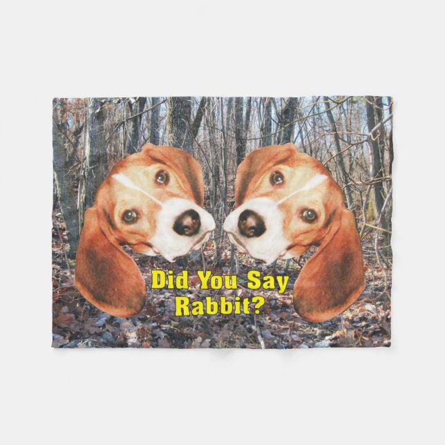 Did You Say Rabbit? Beagle Fleece Blanket (Front (Horizontal))